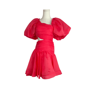 Aje Joan Puff Sleeve Mini Dress in Rouge Pink