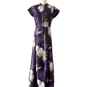 Sachin + Babi MARTA GOWN - TWILIGHT BLOOMSFloral Print Mikado Short Sleeve Gown